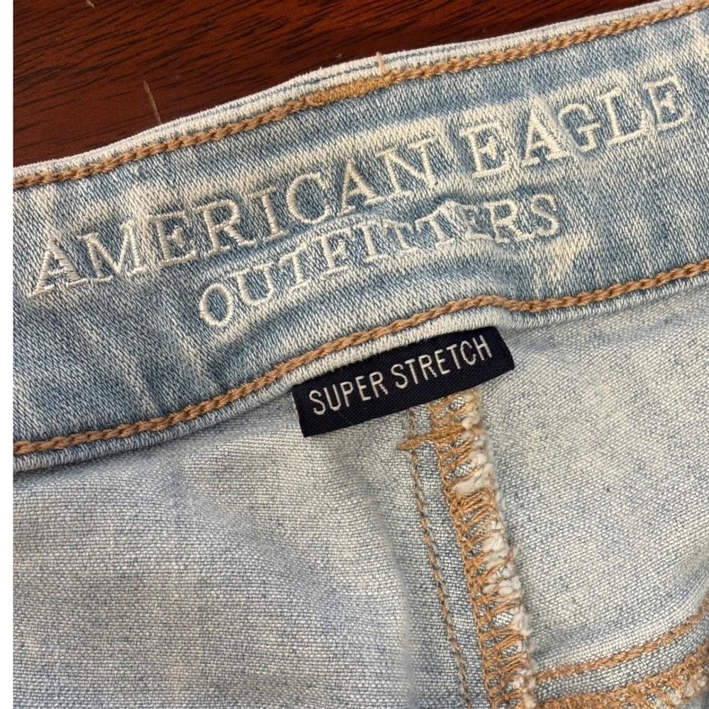 American‎ Eagle Shortie Distressed Lace Crochet Denim Shorts 6 Super Stretch